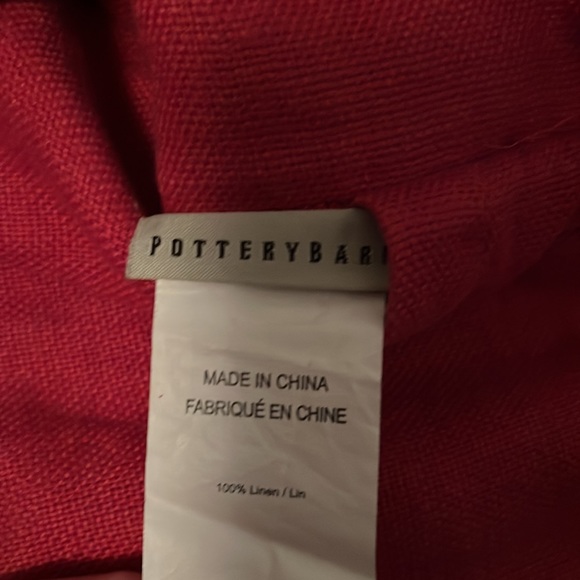 Pottery Barn Red accent pillow cover with brown button - Picture 10 of 11